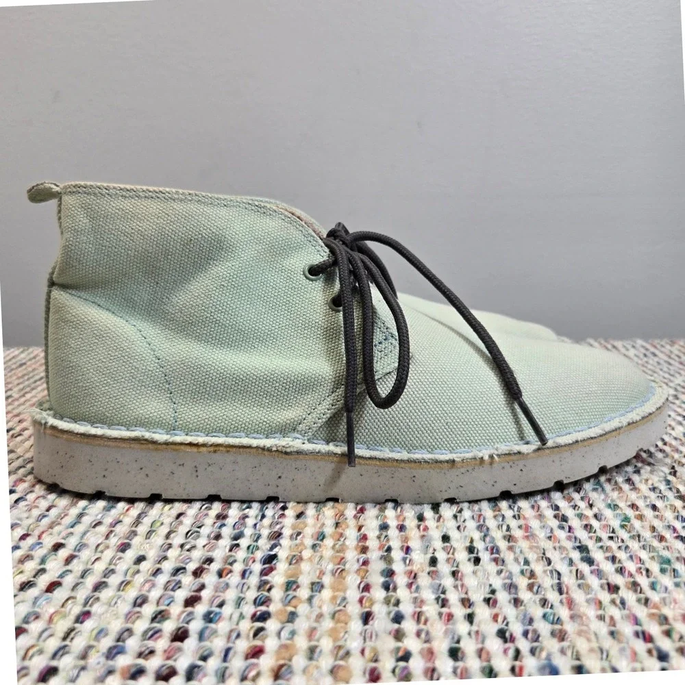 Clarks Originals Desert Chukka Boot Women 7.5 Canvas Pastel Green Chunky Vegan‎